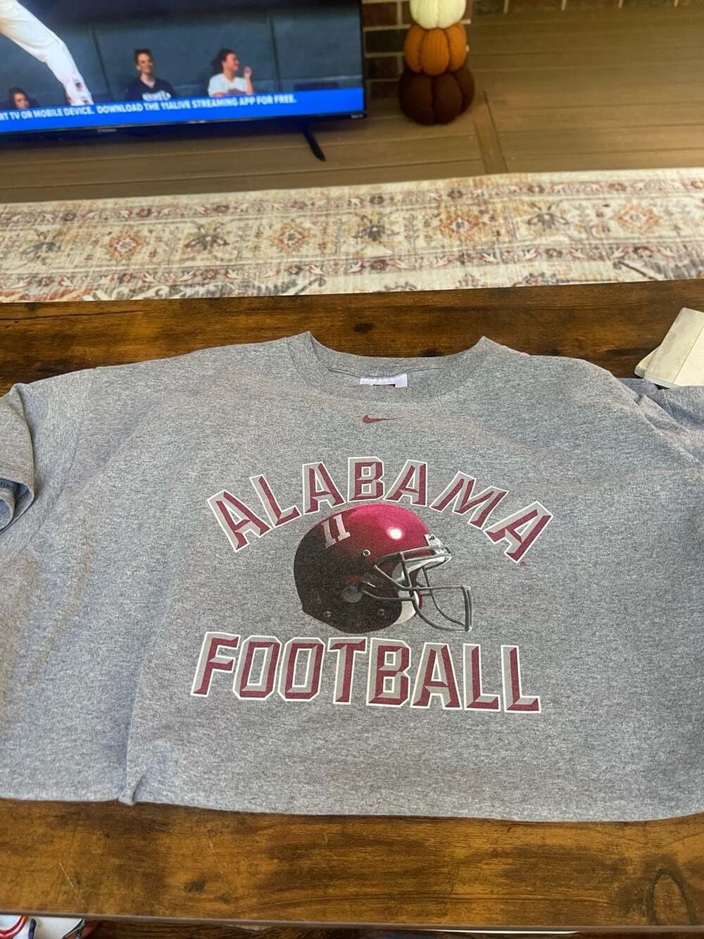 Nike Alabama Crimson Tide Football T-Shirt Size L Heather Gray